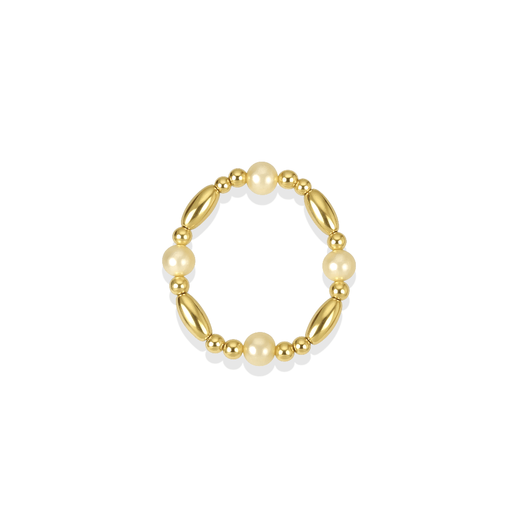 Maddi Pearl Beaded Stretchy Ring - Bara Boheme