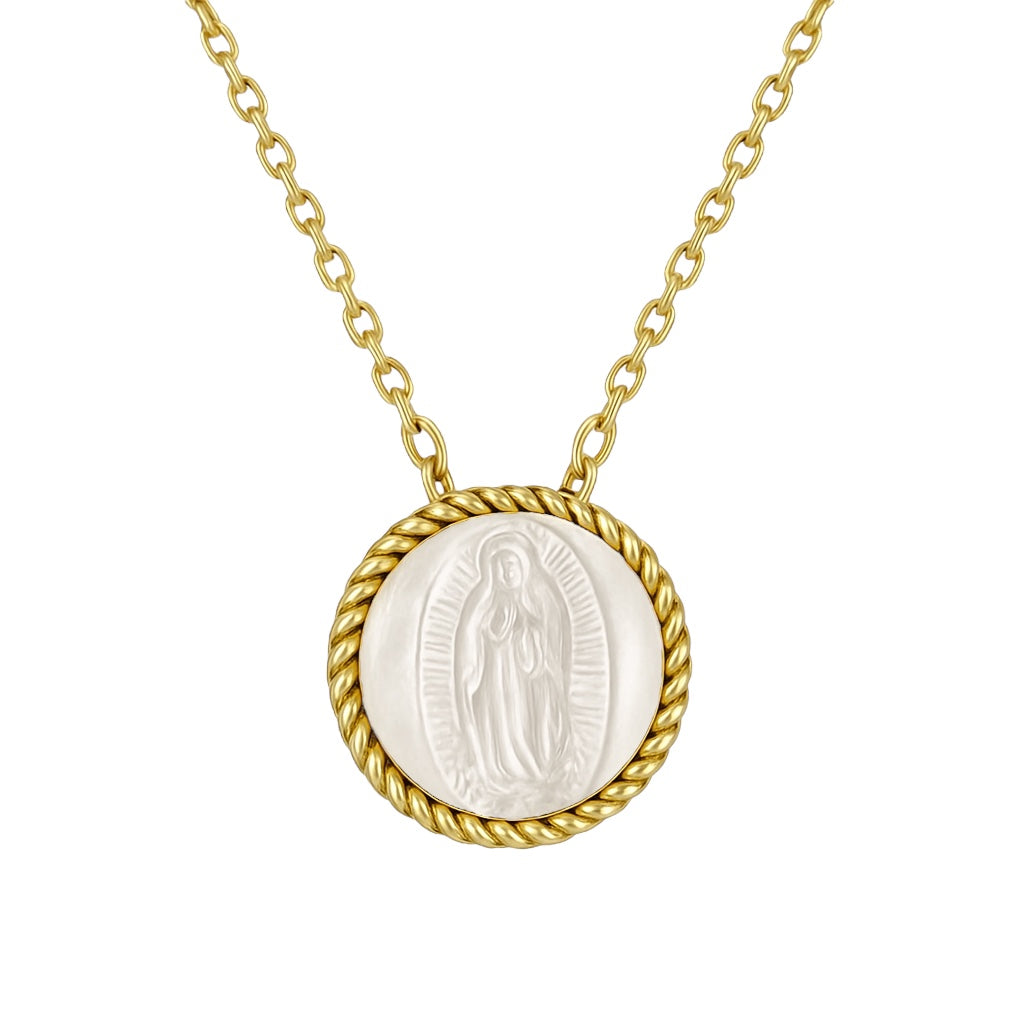 MADELEINE | Virgin Mary Round MOP Necklace