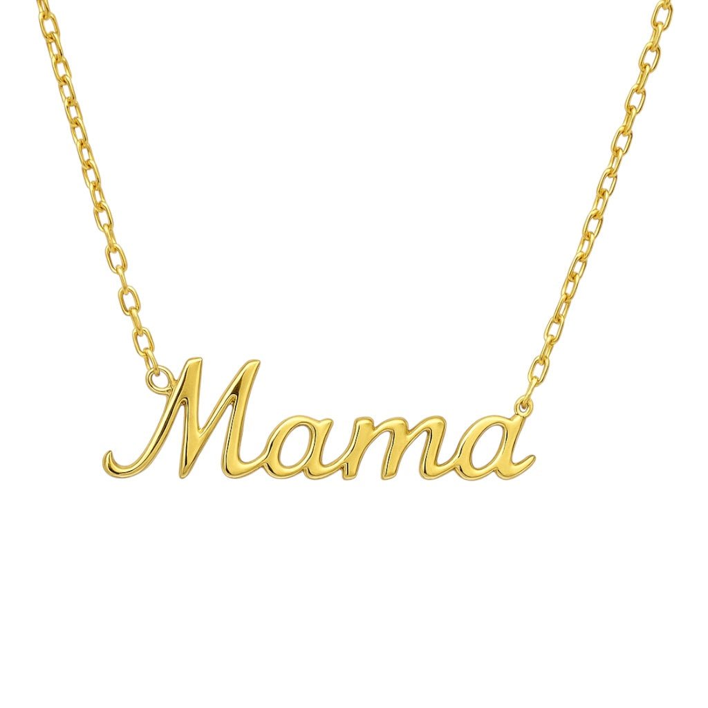 Mama | Gold Plated Cursive Necklace - Bara Boheme