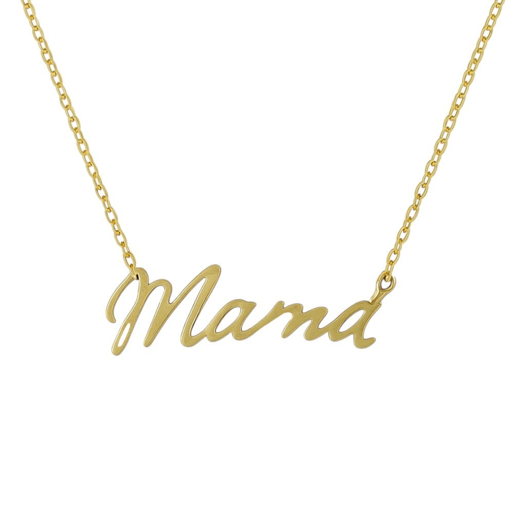 Mama | Gold Plated Script Necklace - Bara Boheme
