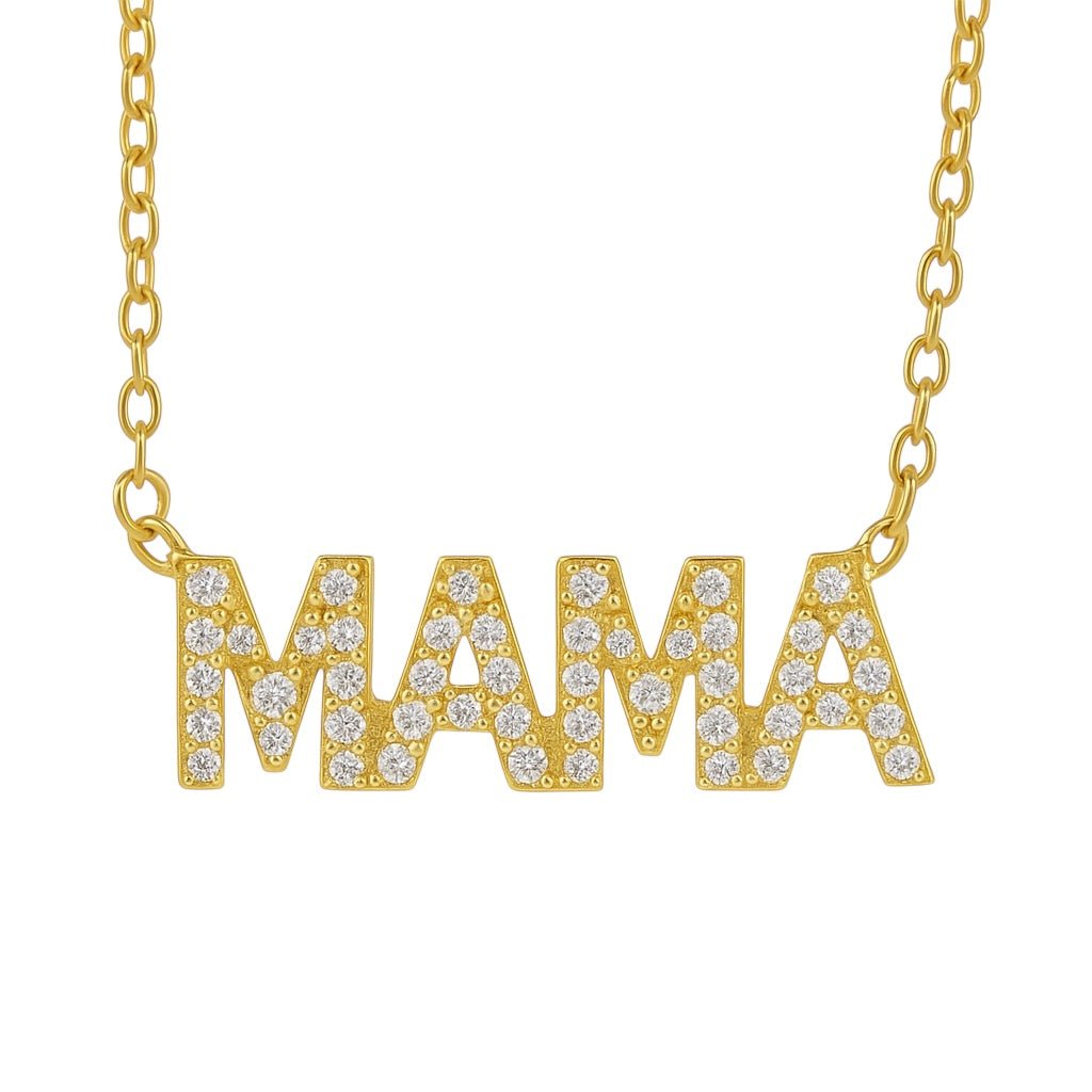 Mama | Pave Gold Plated Necklace - Bara Boheme