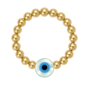 Evil Eye | Beaded Stretchy Ring - Medium