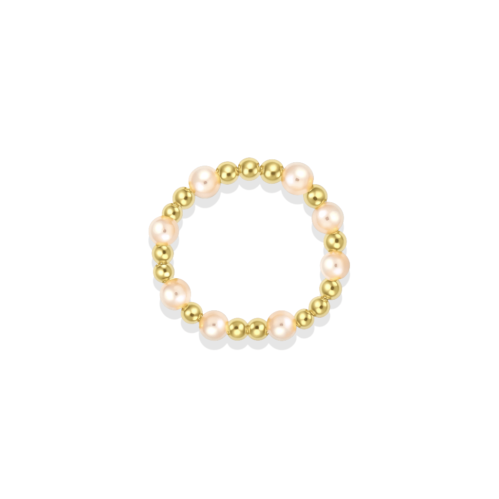 Melanie Pearl Beaded Stretchy Ring - Bara Boheme