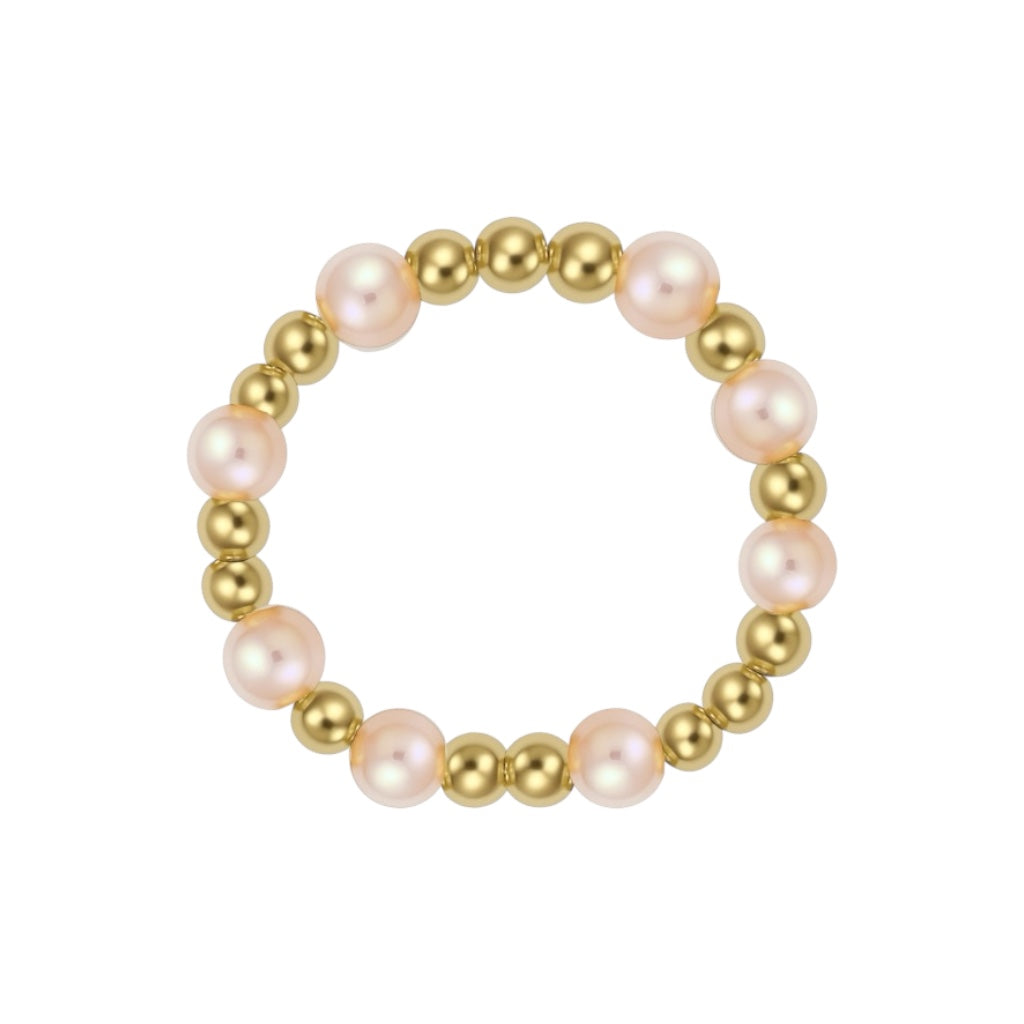 Melanie | Beaded Stretchy Ring with Pink Pearls