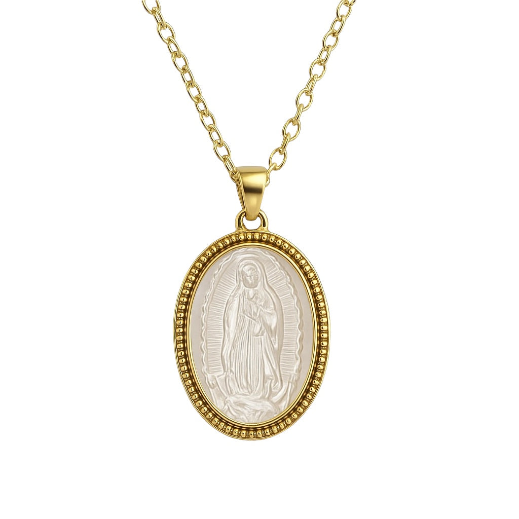 Melina | Virgin Mary Oval MOP Necklace