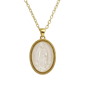 Melina | Virgin Mary Oval MOP Necklace