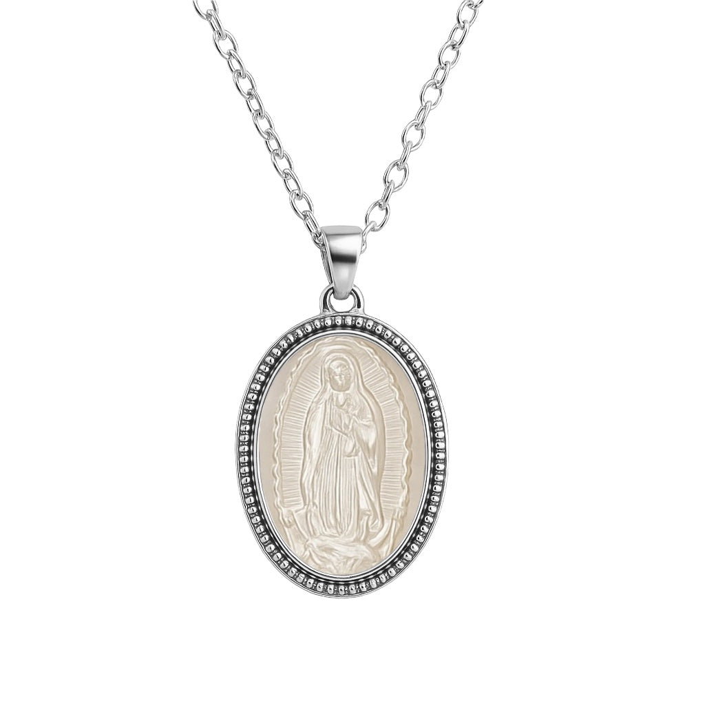 Melina | Virgin Mary Oval MOP Necklace