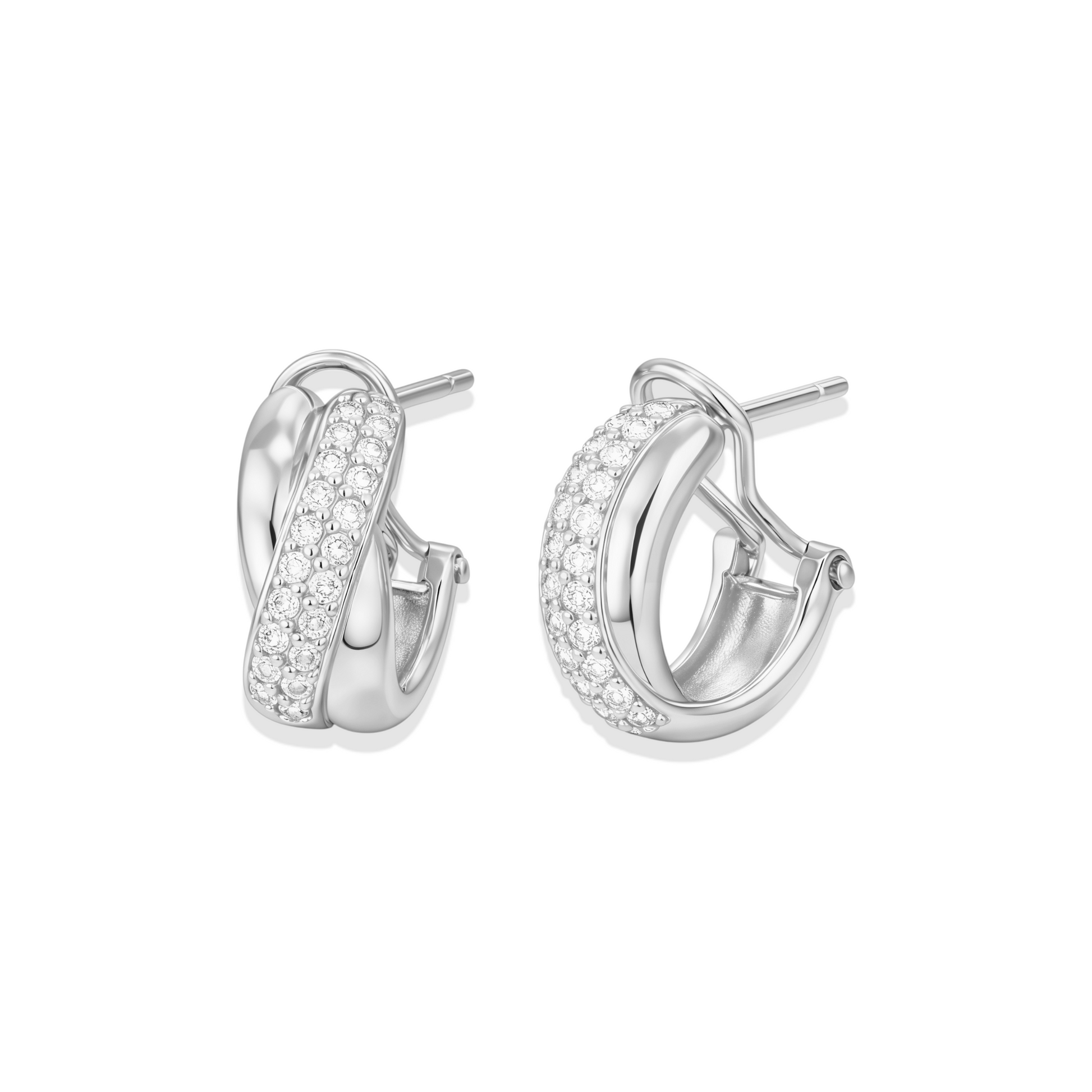 Melody | Pave Hoop Huggie Earrings