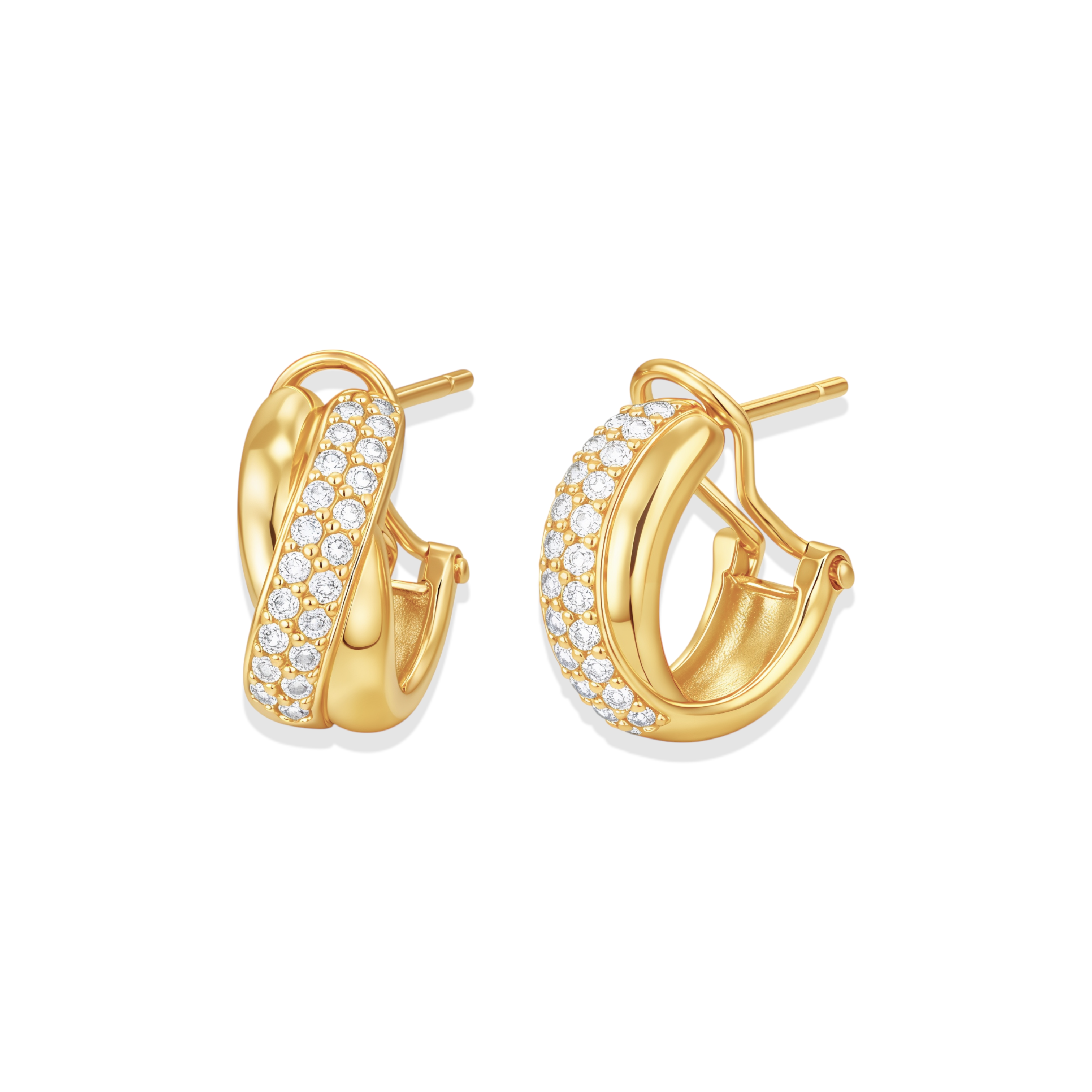 Melody | Pave Hoop Huggie Earrings