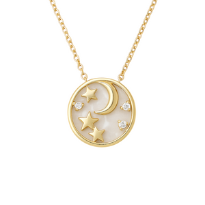 Milky Way | MOP Moon + Star Necklace