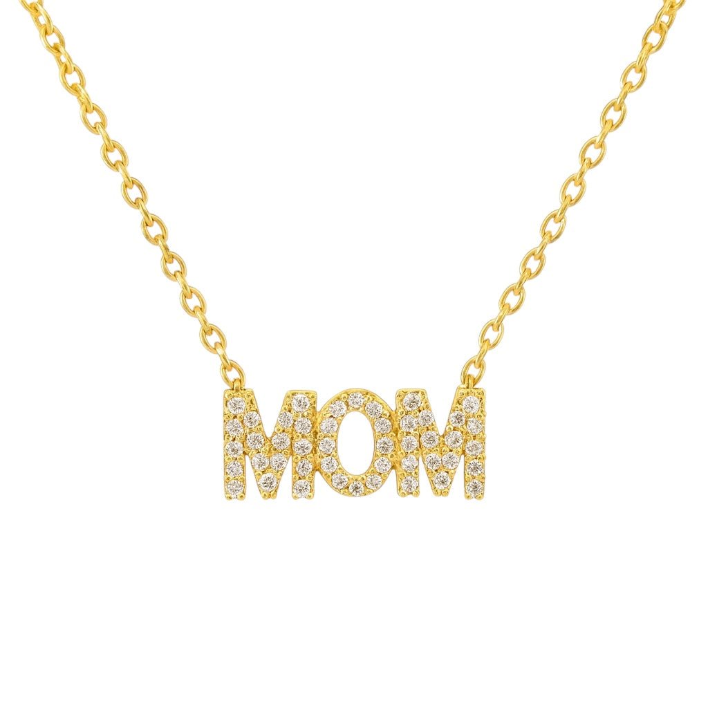 Mom | Pave Gold Plated Necklace - Bara Boheme