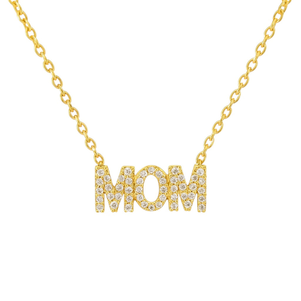 Mom | Pave Gold Plated Necklace