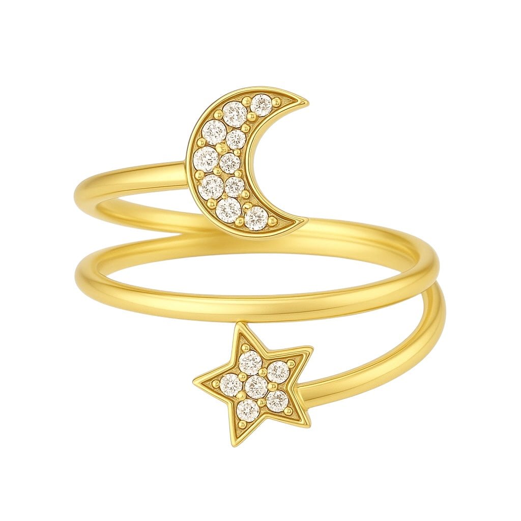 Moon + Star | Gold Plated Ring - Bara Boheme