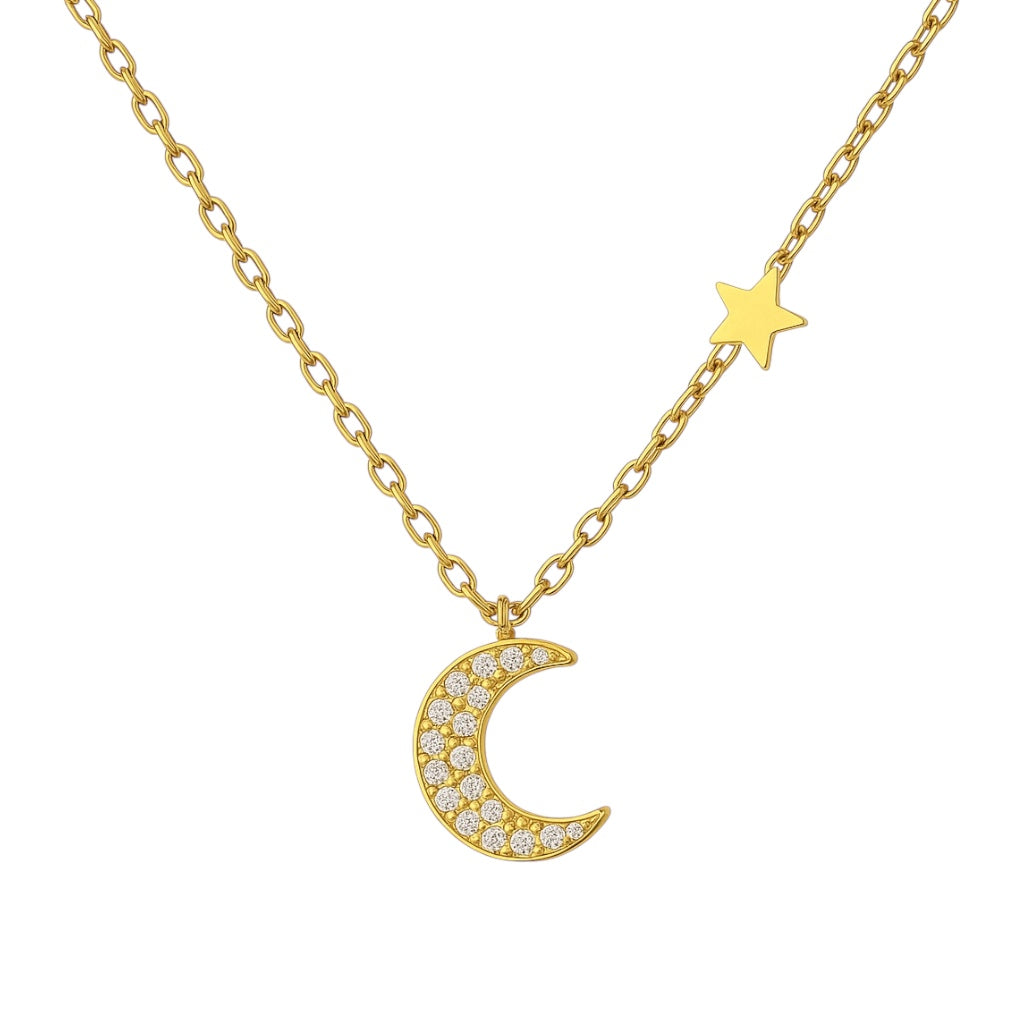 Moon + Star | Pave Necklace