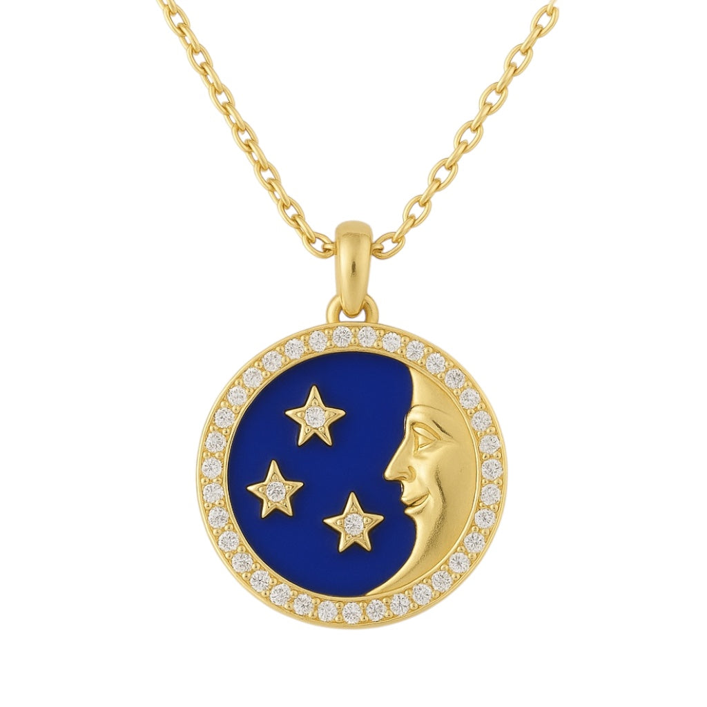 Moon + Star | Pave Medallion Necklace