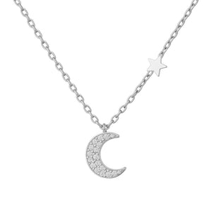 Moon + Star CZ Necklace