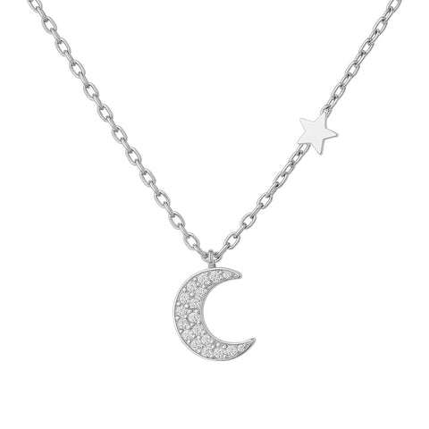 Moon + Star CZ Necklace