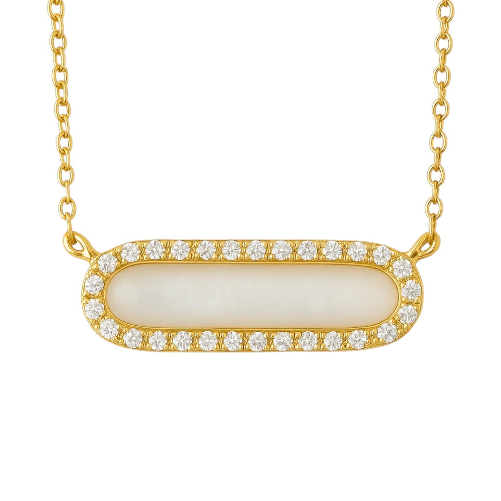 MOP Bar | Cubic Zirconia Necklace