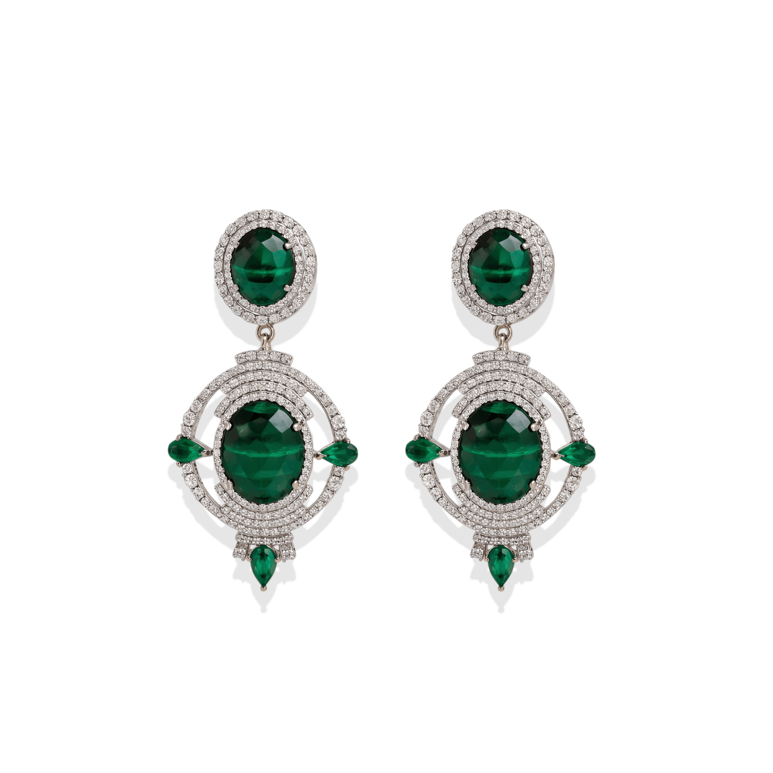 Muse | White Topaz Earrings with Malachite - Bara Boheme
