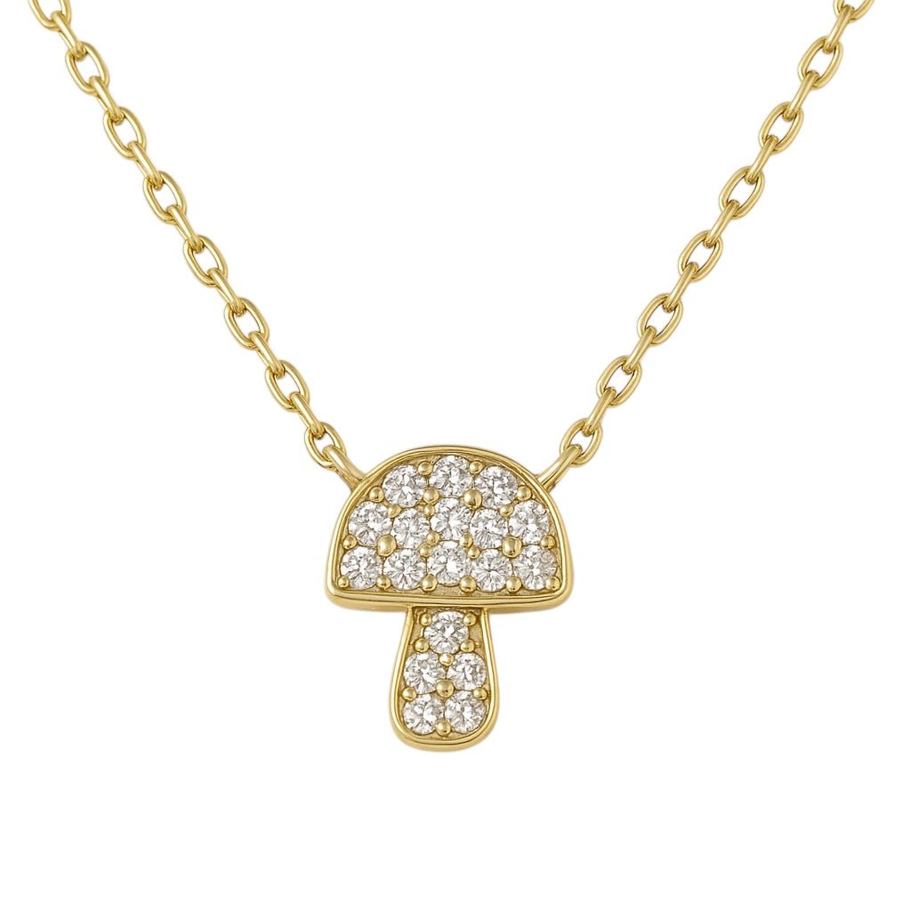 Mushroom | Pave Gold Plated Necklace - Bara Boheme