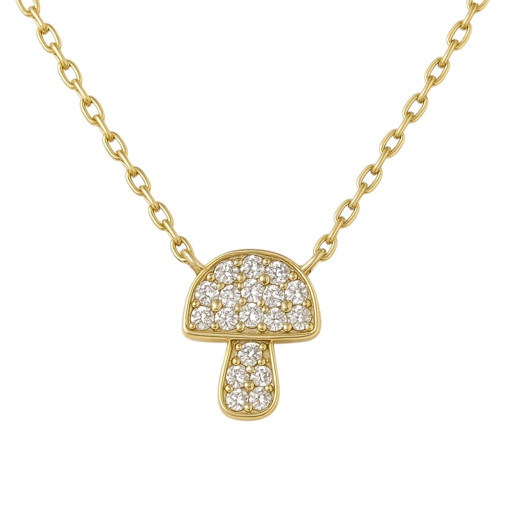 Mushroom | Pave Gold Plated Necklace