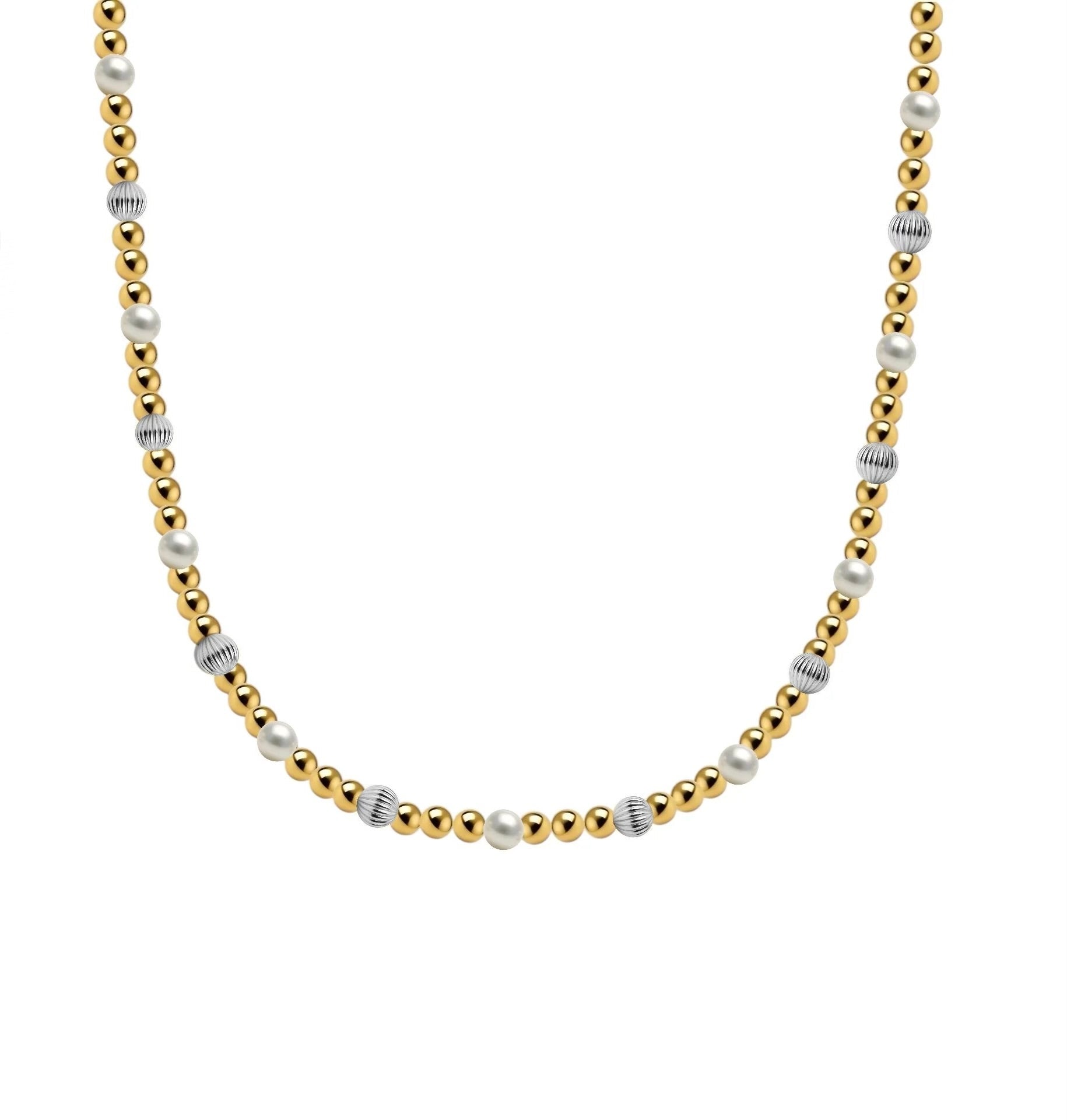 Noa | Gold Filled Beaded Necklace with Pearls - Bara Boheme