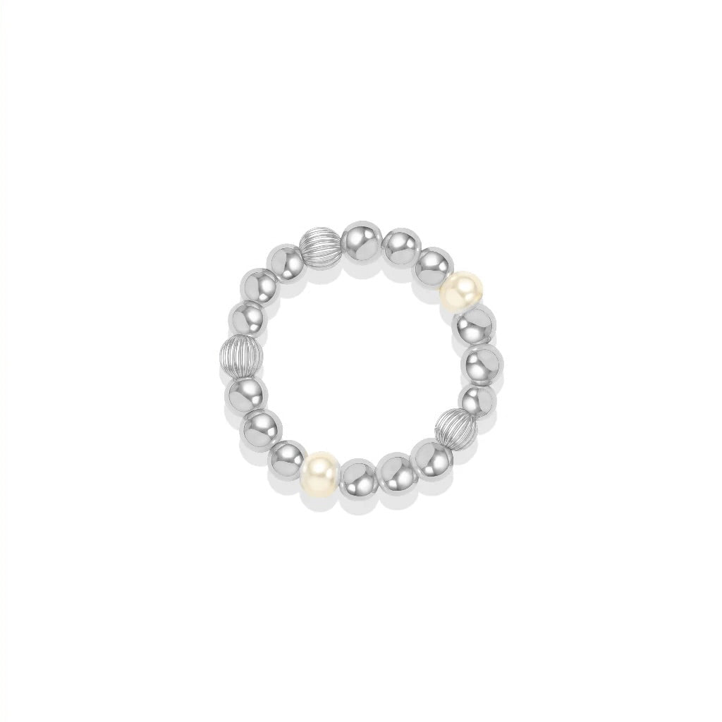 Noa Pearl Beaded Stretchy Ring - Bara Boheme