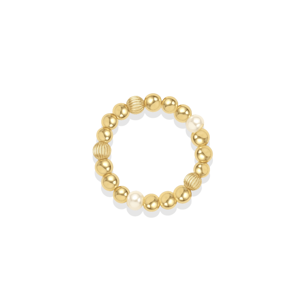 Noa Pearl Beaded Stretchy Ring - Bara Boheme