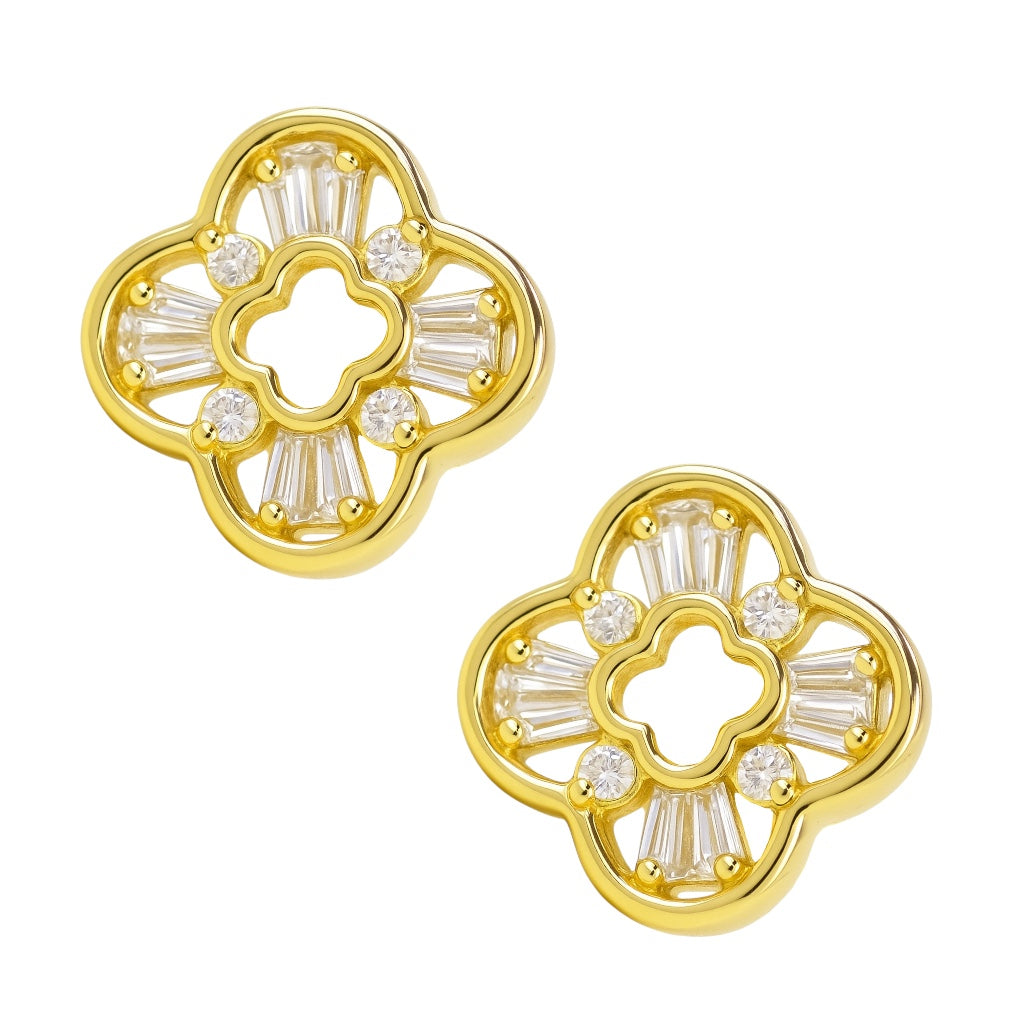 Nora | Clover Baguette Stud Earrings