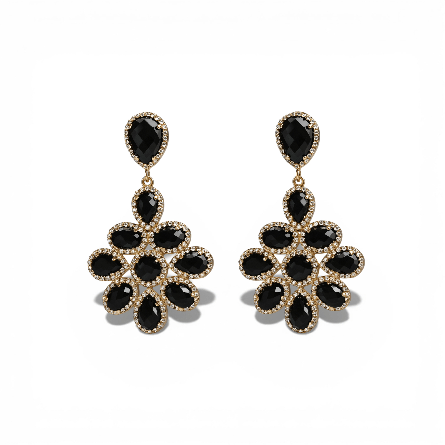 Odette | White Topaz Earrings with Black Onyx - Bara Boheme