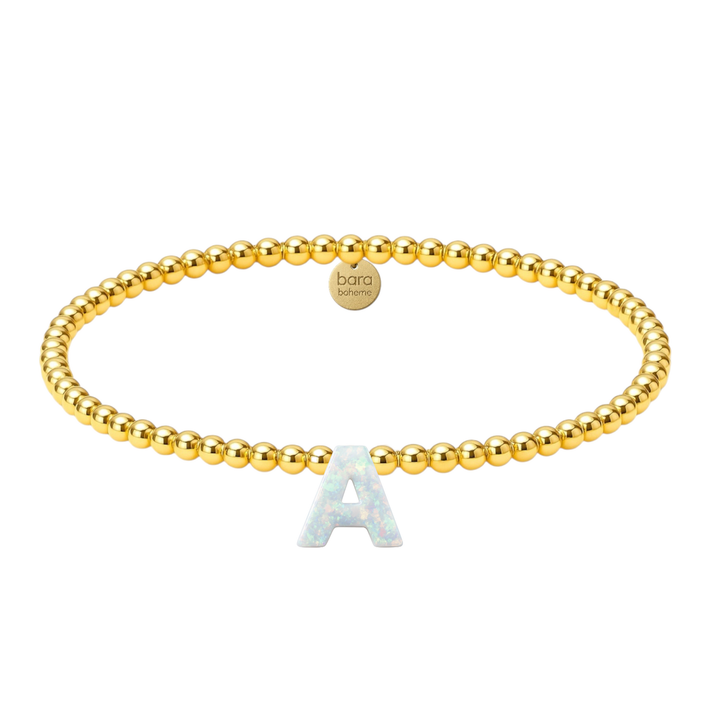 Opal Initials A-M | Gold Filled Beaded Bracelet