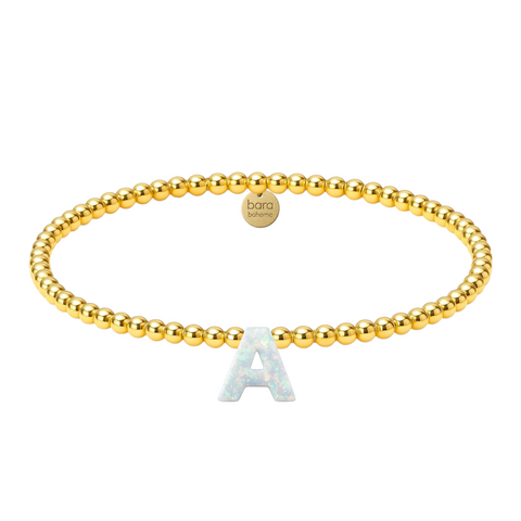 Opal Initials A-M | Gold Filled Beaded Bracelet