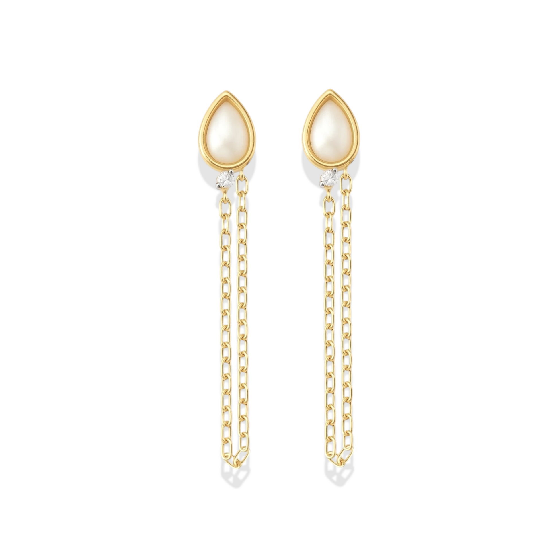 Opal Teardrop | Chain Earrings