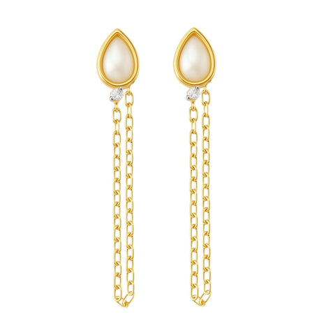 Opal Teardrop Chain Earrings