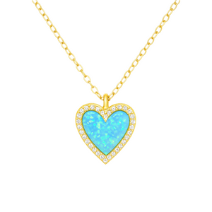 Opal Heart Azure | Pave Necklace