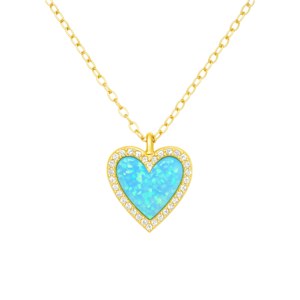 Opal Heart Azure | Pave Necklace
