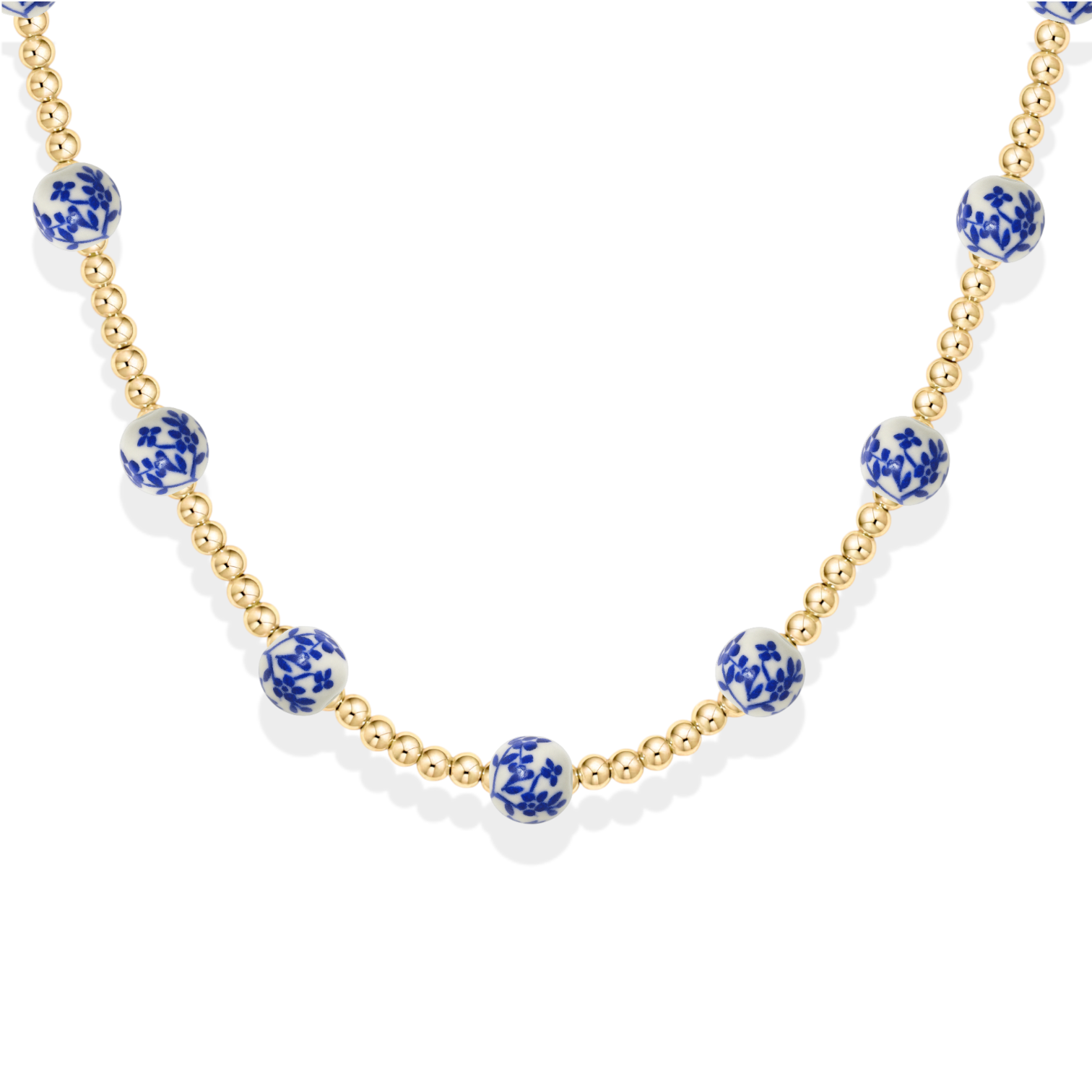 Orchid | Gold Filled Beaded Necklace with Porcelain