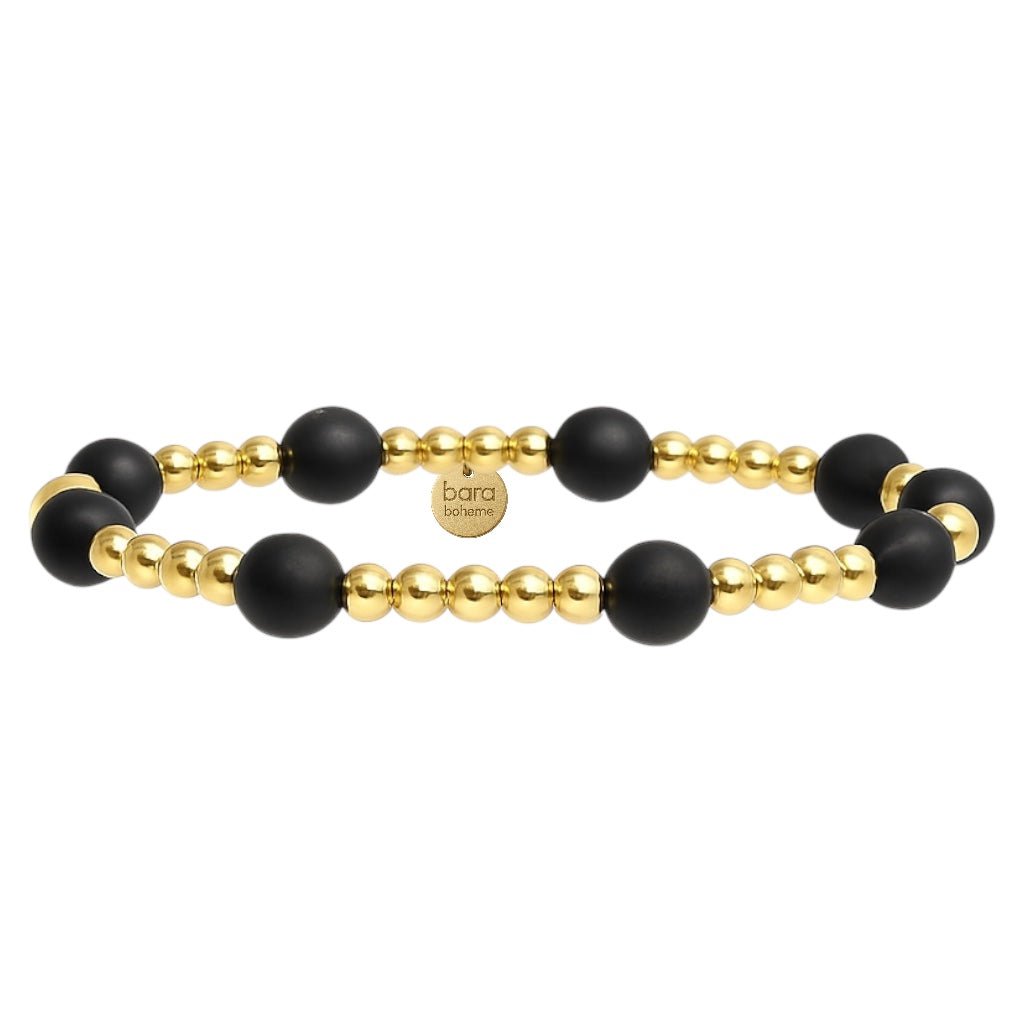 Orchid Black Onyx | Gold Filled Beaded Bracelet - Bara Boheme