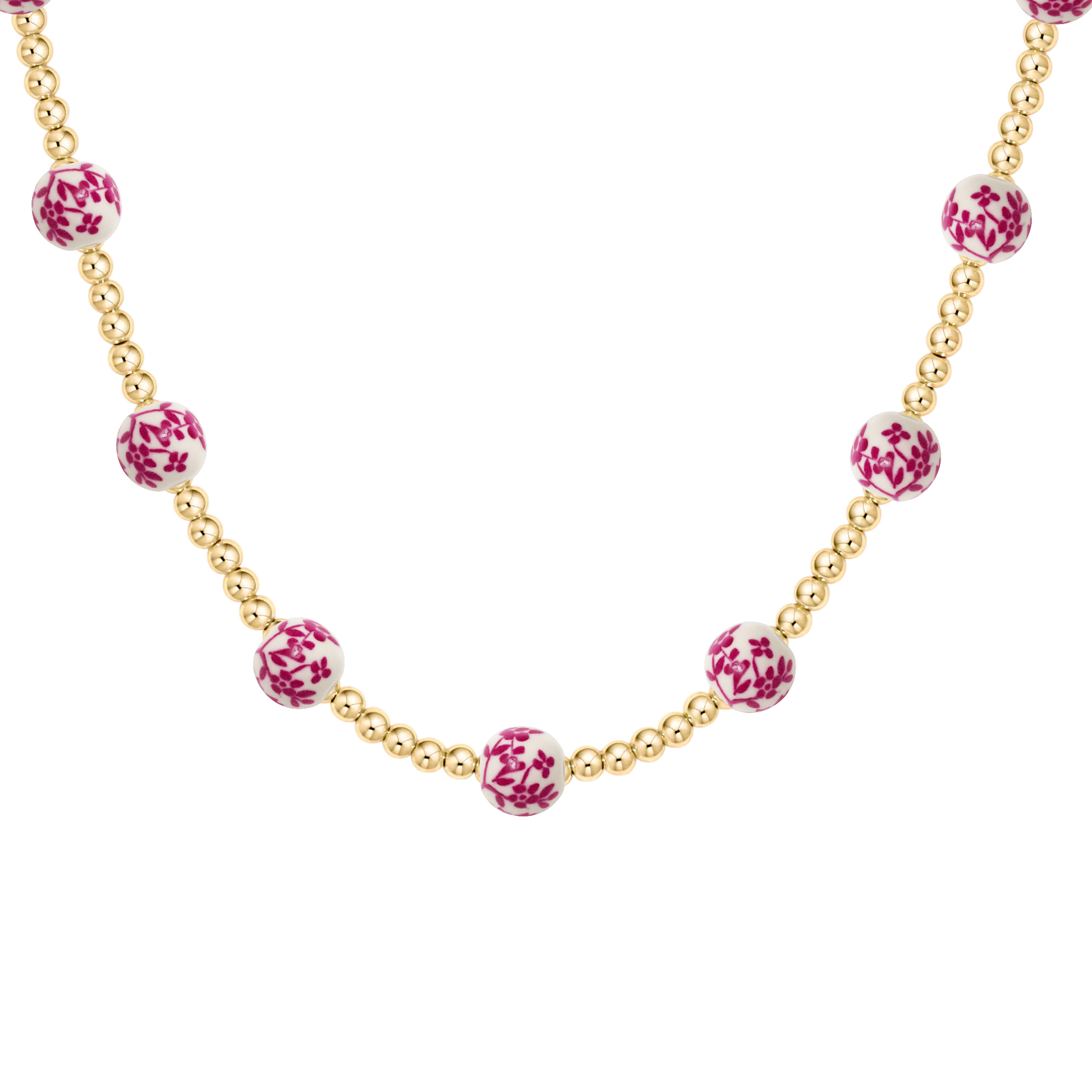 Orchid | Gold Filled Beaded Necklace with Porcelain