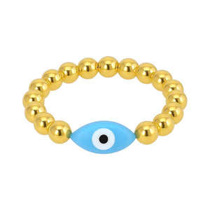 Evil Eye | Beaded Oval Stretchy Ring