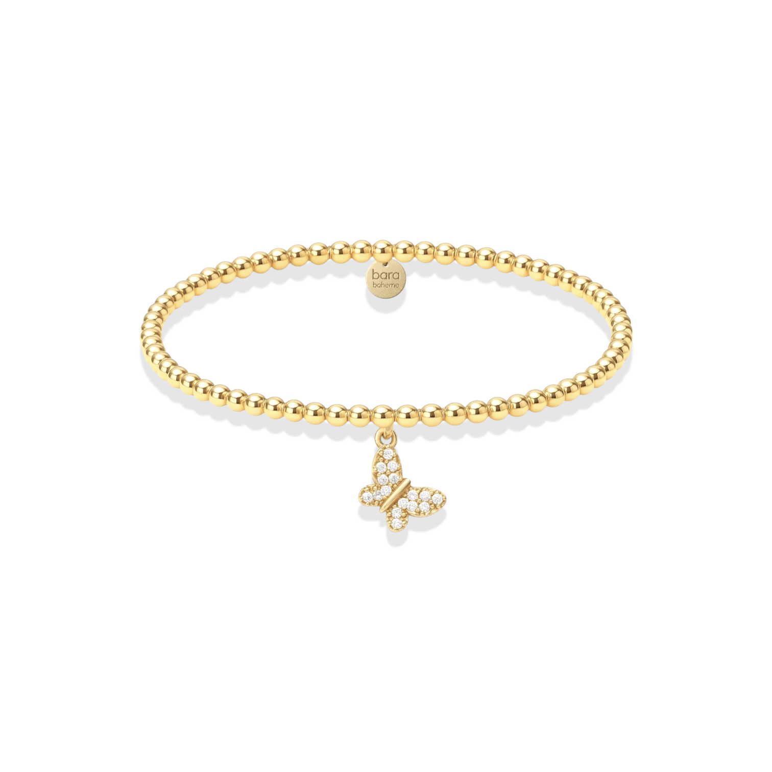 Pave Butterfly Beaded Charm Bracelet - Bara Boheme