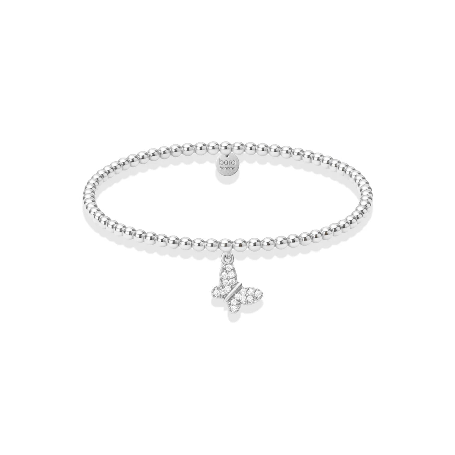 Pave Butterfly Beaded Charm Bracelet - Bara Boheme