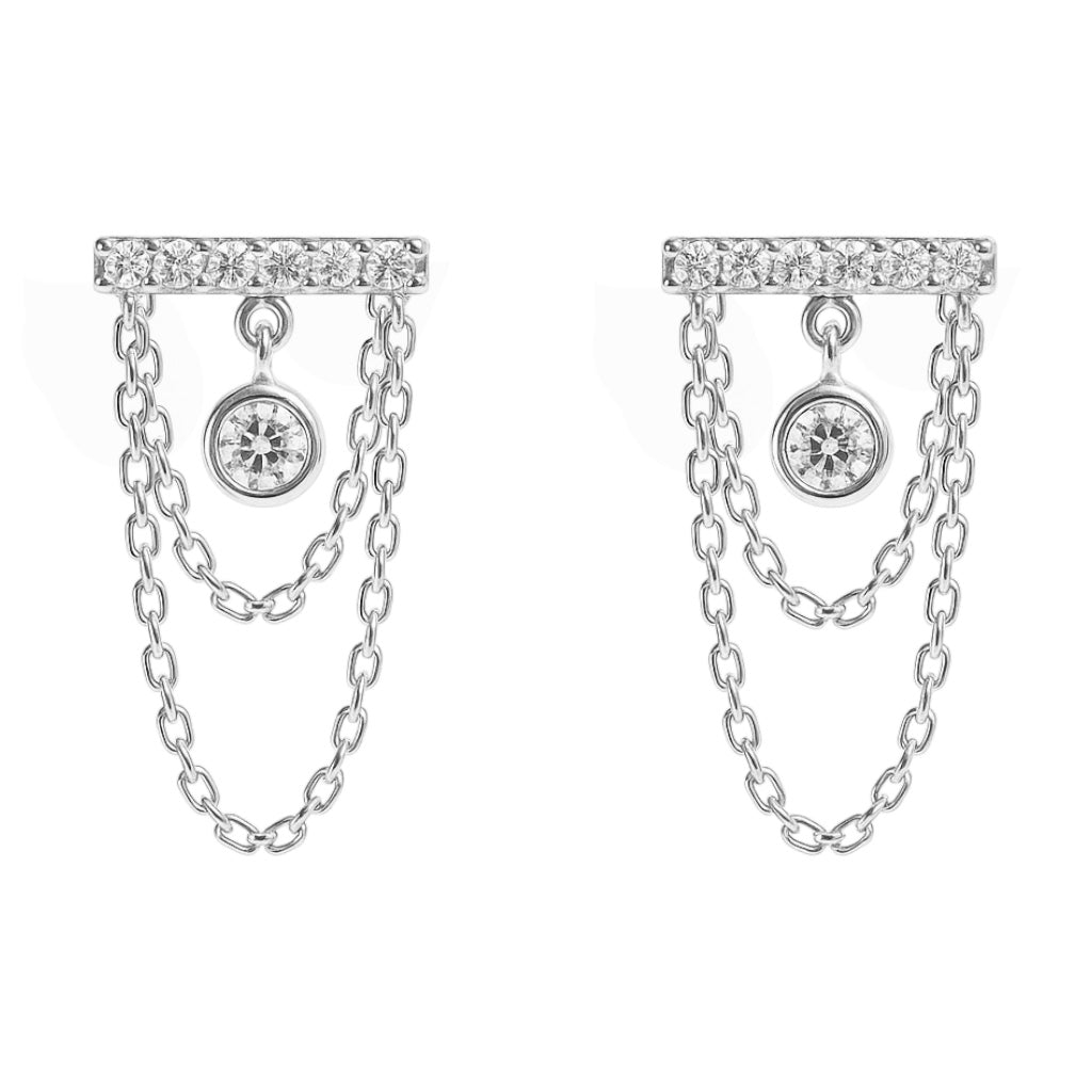 Crystal Bar | Chain Hoop Earrings
