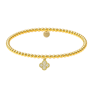 Pave Clover Charm | Gold Filled Beaded Bracelet
