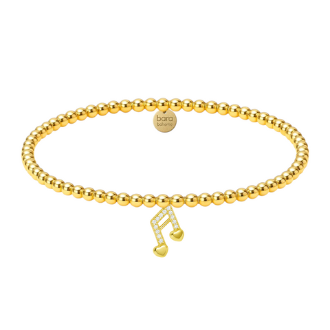 Pave Music Note Charm | Gold Filled Beaded Bracelet