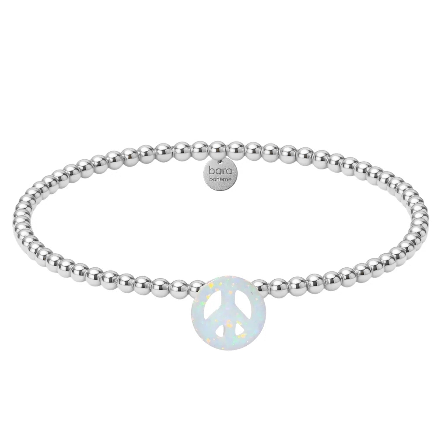 Peace Sign Opal Beaded Bracelet - Bara Boheme
