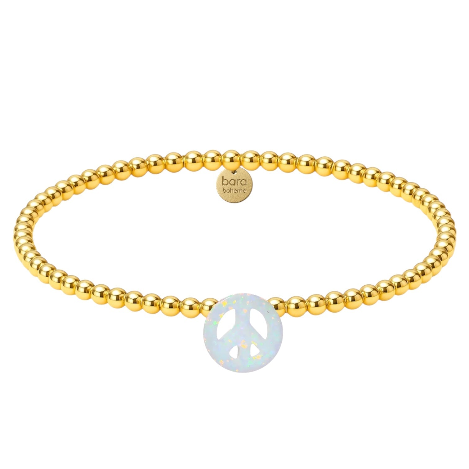 Peace Sign Opal Beaded Bracelet - Bara Boheme