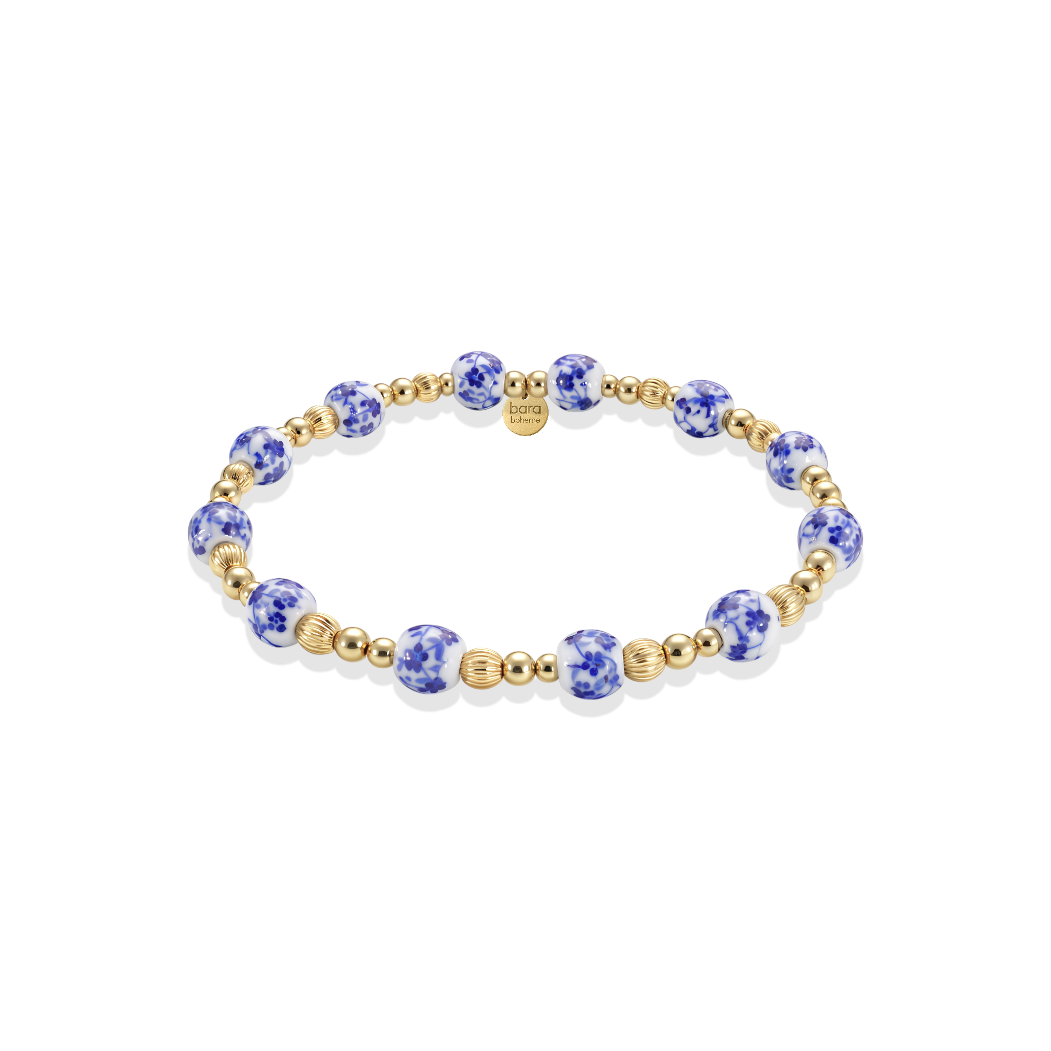 Peach Blossom | Gold Filled Beaded Bracelet with Porcelain