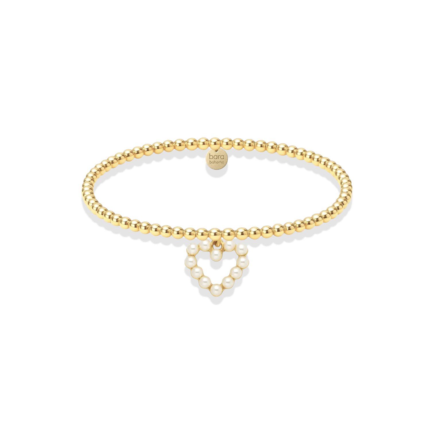 Pearl Heart Beaded Charm Bracelet - Bara Boheme