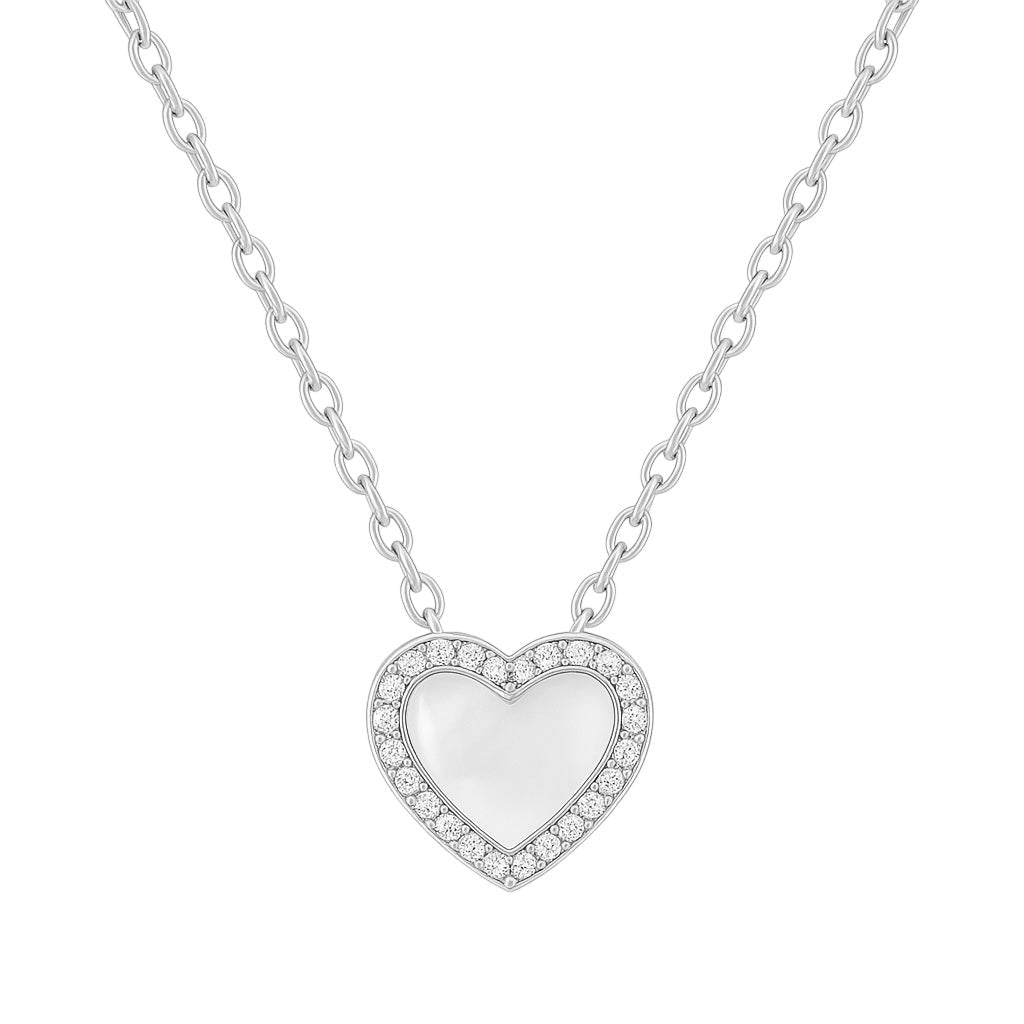Pearly | Pave Heart Necklace - Bara Boheme